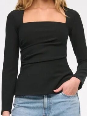 Long-Sleeve Stretch Crepe Portrait Top